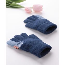 Babyhug Woolen Gloves Pair Dino Design - Navy Blue