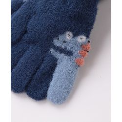 Babyhug Woolen Gloves Pair Dino Design - Navy Blue