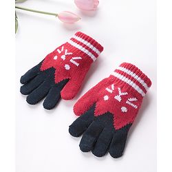 Babyhug Hand Gloves with Kitten Design - Red