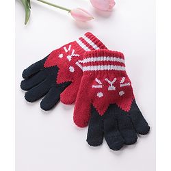 Babyhug Hand Gloves with Kitten Design - Red