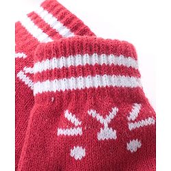 Babyhug Hand Gloves with Kitten Design - Red