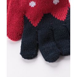 Babyhug Hand Gloves with Kitten Design - Red