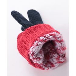 Babyhug Hand Gloves with Kitten Design - Red
