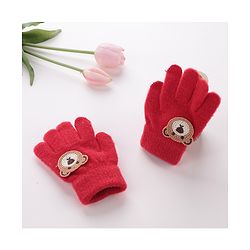 Babyhug Gloves With Bear Patch - Red