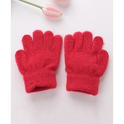 Babyhug Gloves With Bear Patch - Red
