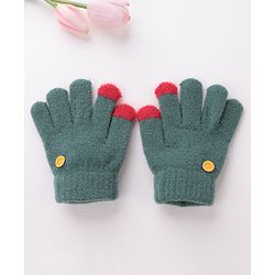 Babyhug  Woolen Gloves Pair Smiley Design - Green