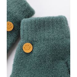 Babyhug  Woolen Gloves Pair Smiley Design - Green