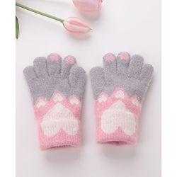 Babyhug Gloves With Heart Design - Grey