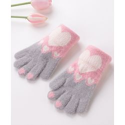 Babyhug Gloves With Heart Design - Grey