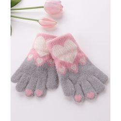 Babyhug Gloves With Heart Design - Grey