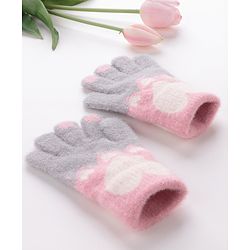 Babyhug Gloves With Heart Design - Grey