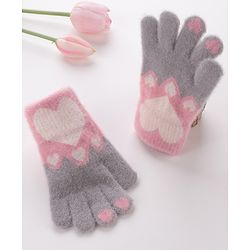 Babyhug Gloves With Heart Design - Grey