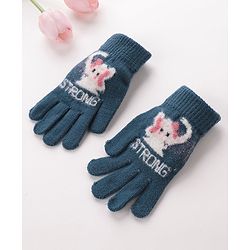 Babyhug Gloves Elephant Design- Blue