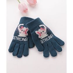 Babyhug Gloves Elephant Design- Blue