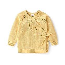 Babyhug Cotton Full Sleeves Sweater Set With Cap & Cable Knit Design - Yellow