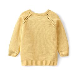 Babyhug Cotton Full Sleeves Sweater Set With Cap & Cable Knit Design - Yellow