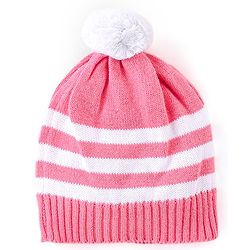 Babyhug Organic Cotton Knit Full Sleeves Sweater Set With Cap Floral Design - Light Pink
