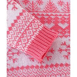 Babyhug Organic Cotton Knit Full Sleeves Baby Sweater Set Snow Flakes Design - Light Pink