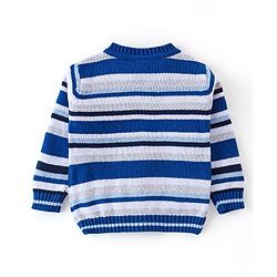 Babyhug Organic Cotton Knit Full Sleeves Sweater Set With Cap Cloud & Sun Design -Blue