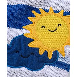 Babyhug Organic Cotton Knit Full Sleeves Sweater Set With Cap Cloud & Sun Design -Blue