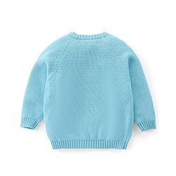 Babyhug Organic Cotton Tiger Embroidered & Striped Sweater Set - Blue