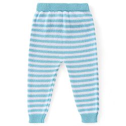 Babyhug Organic Cotton Tiger Embroidered & Striped Sweater Set - Blue