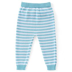 Babyhug Organic Cotton Tiger Embroidered & Striped Sweater Set - Blue