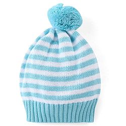 Babyhug Organic Cotton Tiger Embroidered & Striped Sweater Set - Blue