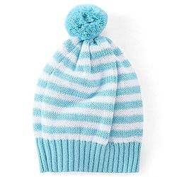 Babyhug Organic Cotton Tiger Embroidered & Striped Sweater Set - Blue