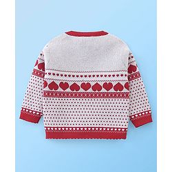 Babyhug Organic Cotton Full Sleeves Heart Design  Sweater Sets - Grey & Red