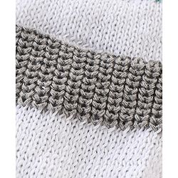 Babyhug Organic Cotton Full Sleeves Sweater Set With Cap Stripes Design- White Grey & Green