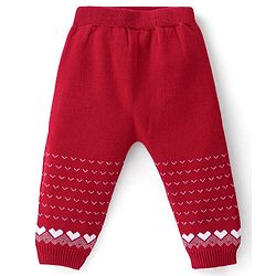Babyhug Organic Cotton Knit Baby Sweater Set Intarsia Design - Red