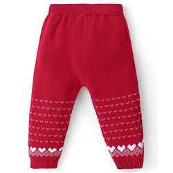Babyhug Organic Cotton Knit Baby Sweater Set Intarsia Design - Red