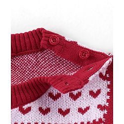 Babyhug Organic Cotton Knit Baby Sweater Set Intarsia Design - Red