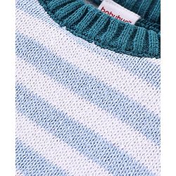 Babyhug Full Sleeves Sweater Set with Cap Stripes Design - Blue