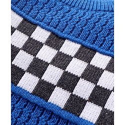 Babyhug Knitted Full Sleeves Checks Sweater - Blue