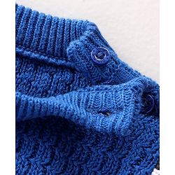 Babyhug Knitted Full Sleeves Checks Sweater - Blue