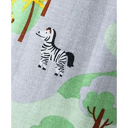 Babyhug Cotton Knit Full Length Lounge Pant Lion & Elephant Print- Green