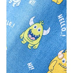 Babyhug Cotton Knit Full Length Lounge Pant Monsters Print- Blue
