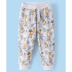 Babyhug Cotton Knit Full Length Lounge Pants Animal Print - Grey