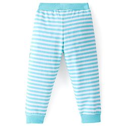 Babyhug Cotton Knit Full Length Lounge Pant Stripes & Giraffe Print- Blue
