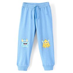 Babyhug Cotton Knit Full Length Lounge Pants Monster Print - Blue