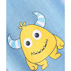Babyhug Cotton Knit Full Length Lounge Pants Monster Print - Blue