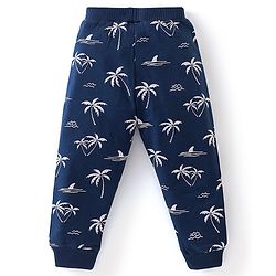 Babyhug Cotton Knit Full Length Lounge Pants Tropical Print Pack of 2 - Peach & Navy