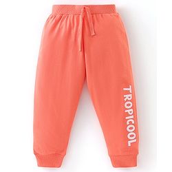 Babyhug Cotton Knit Full Length Lounge Pants Tropical Print Pack of 2 - Peach & Navy