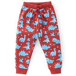 Babyhug Cotton Knit Lounge Pants Dino Print Pack of 2 - Red & Blue
