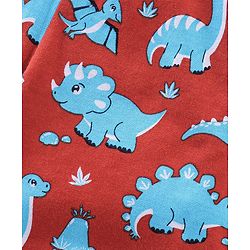 Babyhug Cotton Knit Lounge Pants Dino Print Pack of 2 - Red & Blue