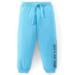 Babyhug Cotton Knit Full Length Lounge Pants Car & Text Print Pack of 2- Blue & Grey