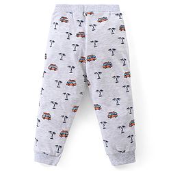 Babyhug Cotton Knit Full Length Lounge Pants Car & Text Print Pack of 2- Blue & Grey