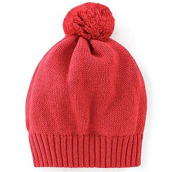 Babyhug Full Sleeves Sweater Set & Cap with Sheep Design - Red